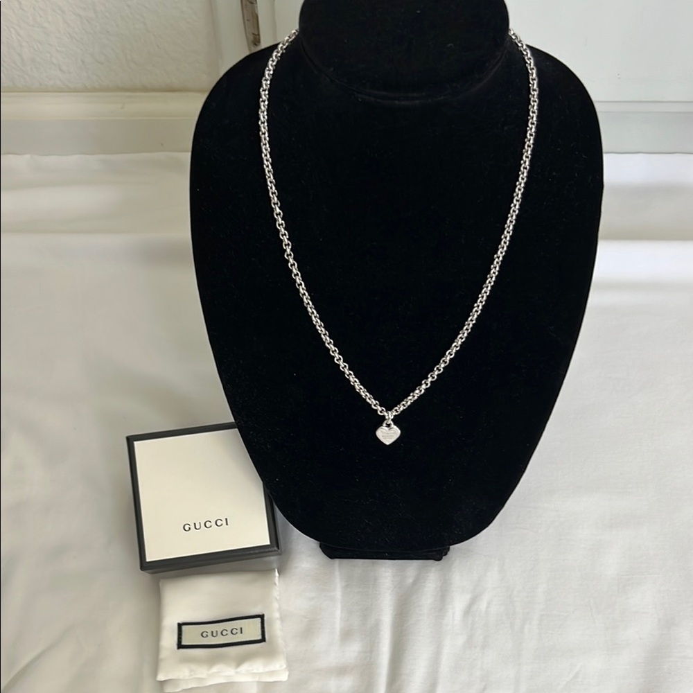 Gucci Silver Heart Pendant Necklace